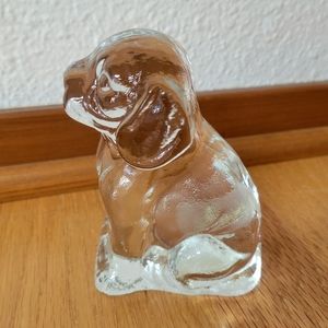 VTG Viking Glass Crystal Spaniel Dog Paperweight Decor